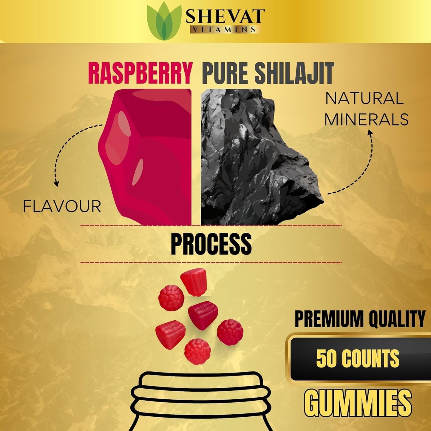 Pack of 2 Authentic Shilajit Gummies 1000mg-Non GMO Raspberry Cured shilajit Gummies for Men&Women Gummies with Trace Minerals & Fulvic Acid Organic