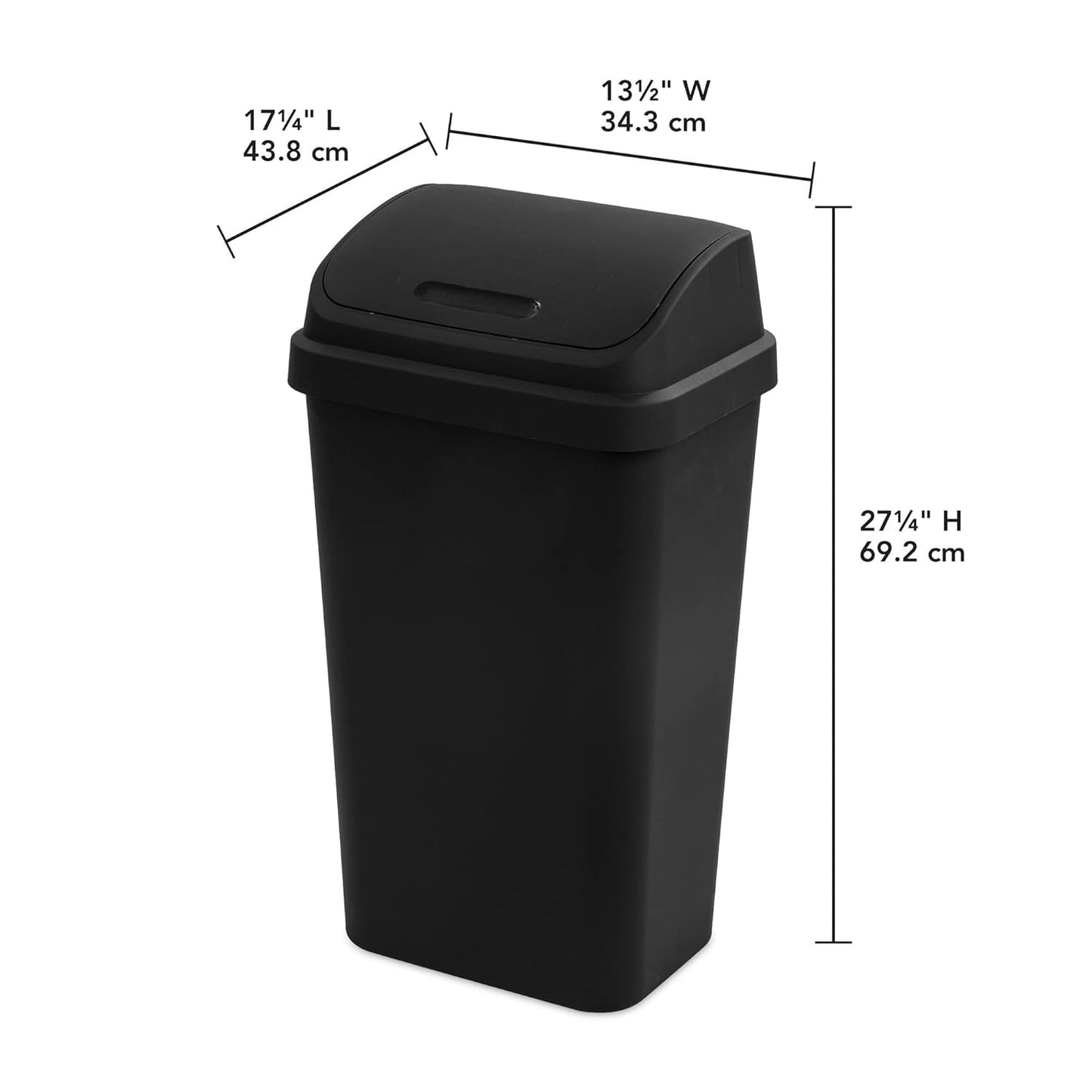 Sterilite Wastebasket SWINGTOP BLK 13GA 10899004