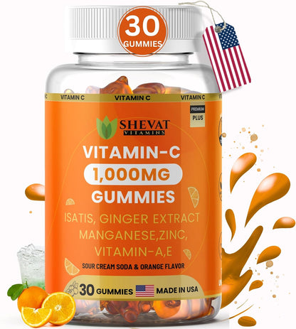Vitamin C Gummies 1000mg for Adults & Kids, Chewable Multivitamin for Immune System
